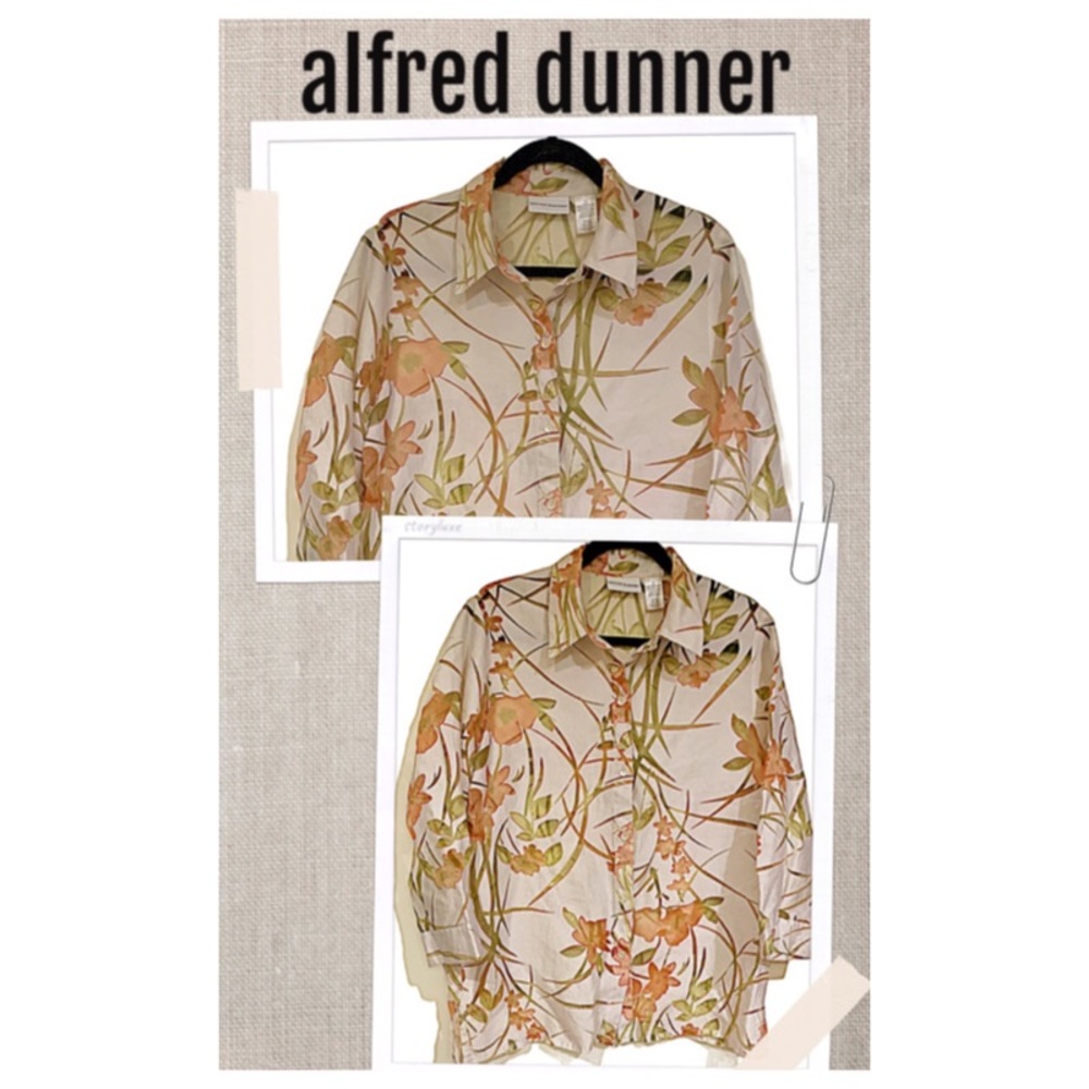 Alfred Dunner Blouse Lovely Sheer Floral Print Blouse Size 14